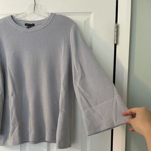 Eileen Fisher 100% Merino Wool Sweater with bell sleeve- light lilac gray